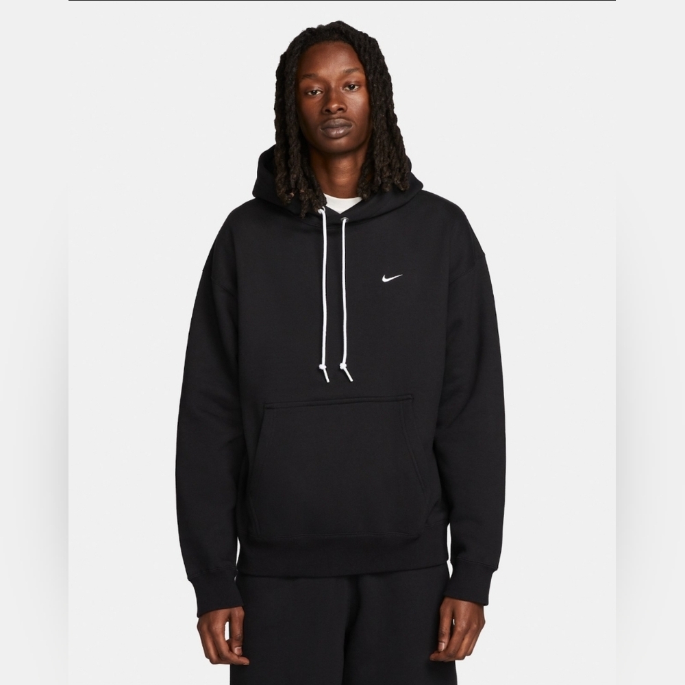 Nike Men's Solo Swoosh Fleece Pullover Hoodie Black Size L
